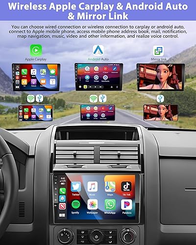 Miniatura 3 de Podofo Carplay Android Auto2+64G Estéreo de coche para Ford EscapeKugaMazda Tribute 2007-2012, 9 pulgadas IPS pantalla táctil receptor de radio de