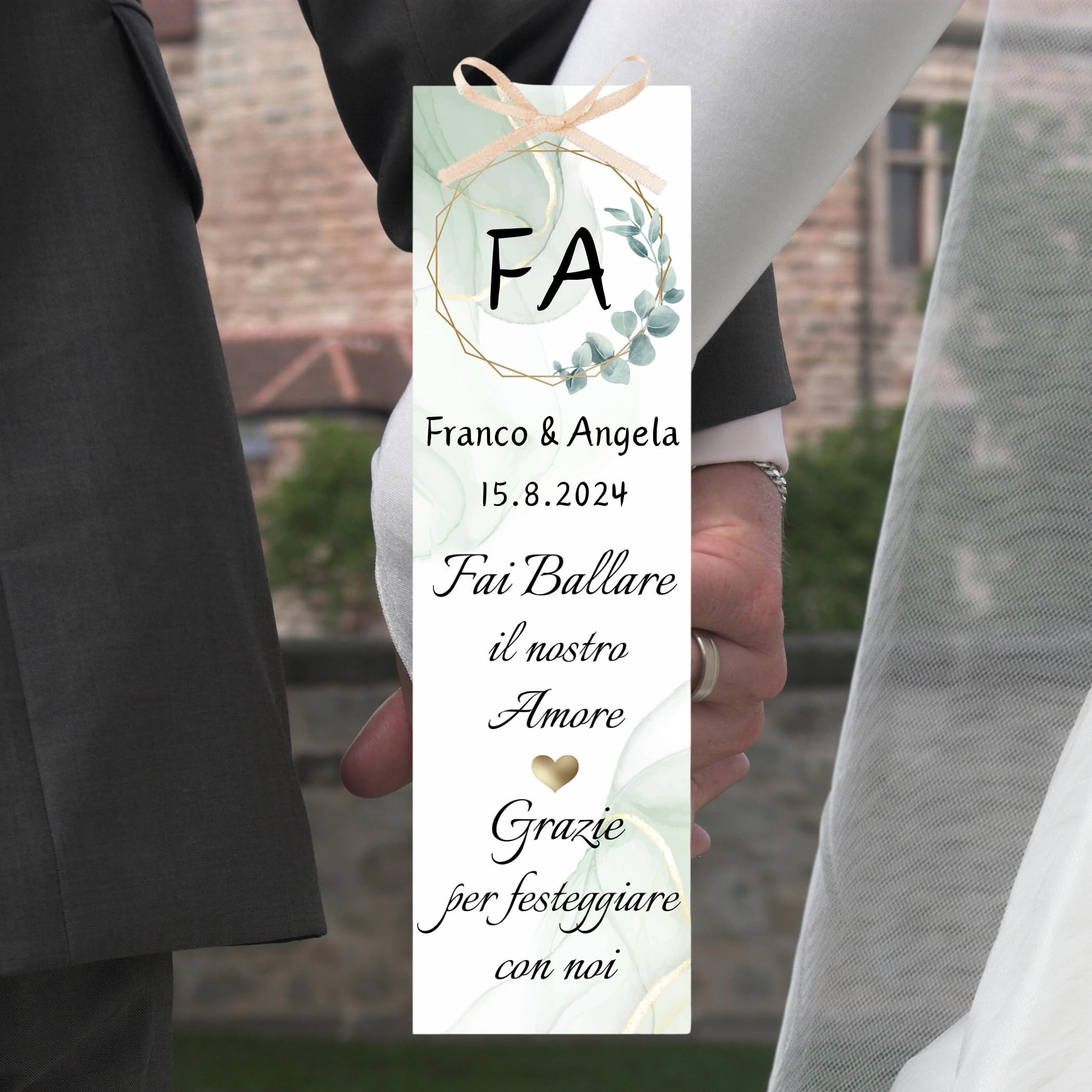 Segnalibri Segnaposto Per Matrimonio - Set Da 30 Con Nastro - Decorazione Tavolo E Bomboniere - Cartoncino 300g - Foto 3