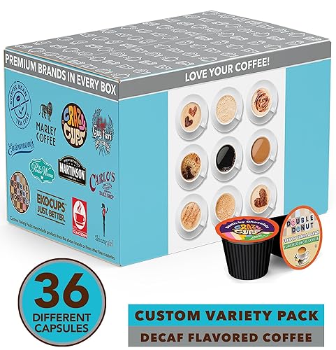 Miniatura 2 de Crazy Cups Paquete variado de cápsulas de café descafeinado con sabor compatibles con cafeteras Keurig K Cups, 36 unidades, muestrario de café con