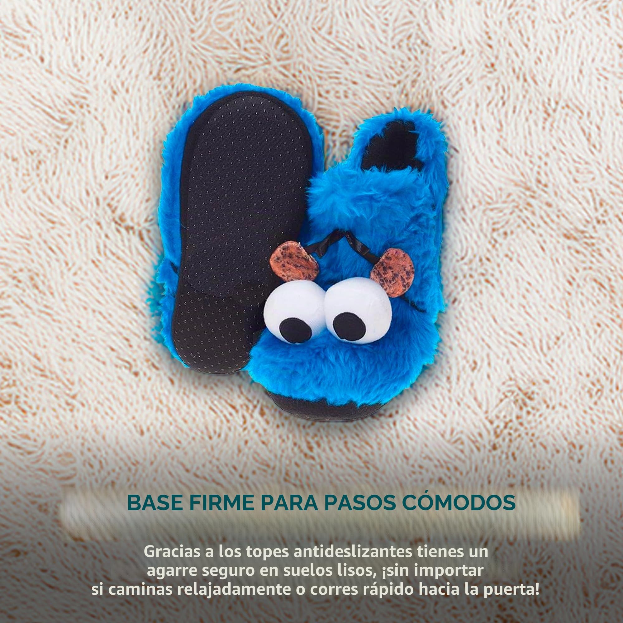 United Labels Sesame Street - Zapatillas de estar por casa con diseño de monstruo de las galletas en 3D, color azul