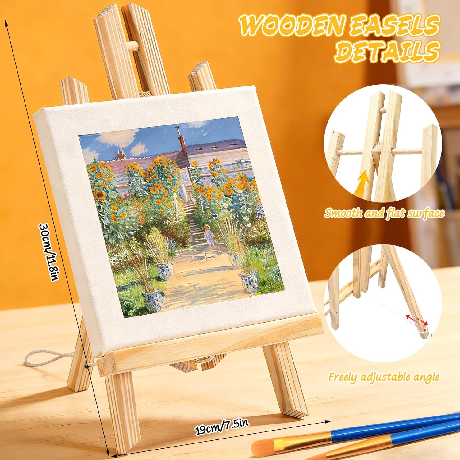 4 Set Acrylic Paint Sets for Adults, Canvas Painting Kit, Paint Kits for Adults, Canvas and Easel Set, 12-Color Acrylic Paints, Brushes, Easel, Palette - for Beginners and Professionals