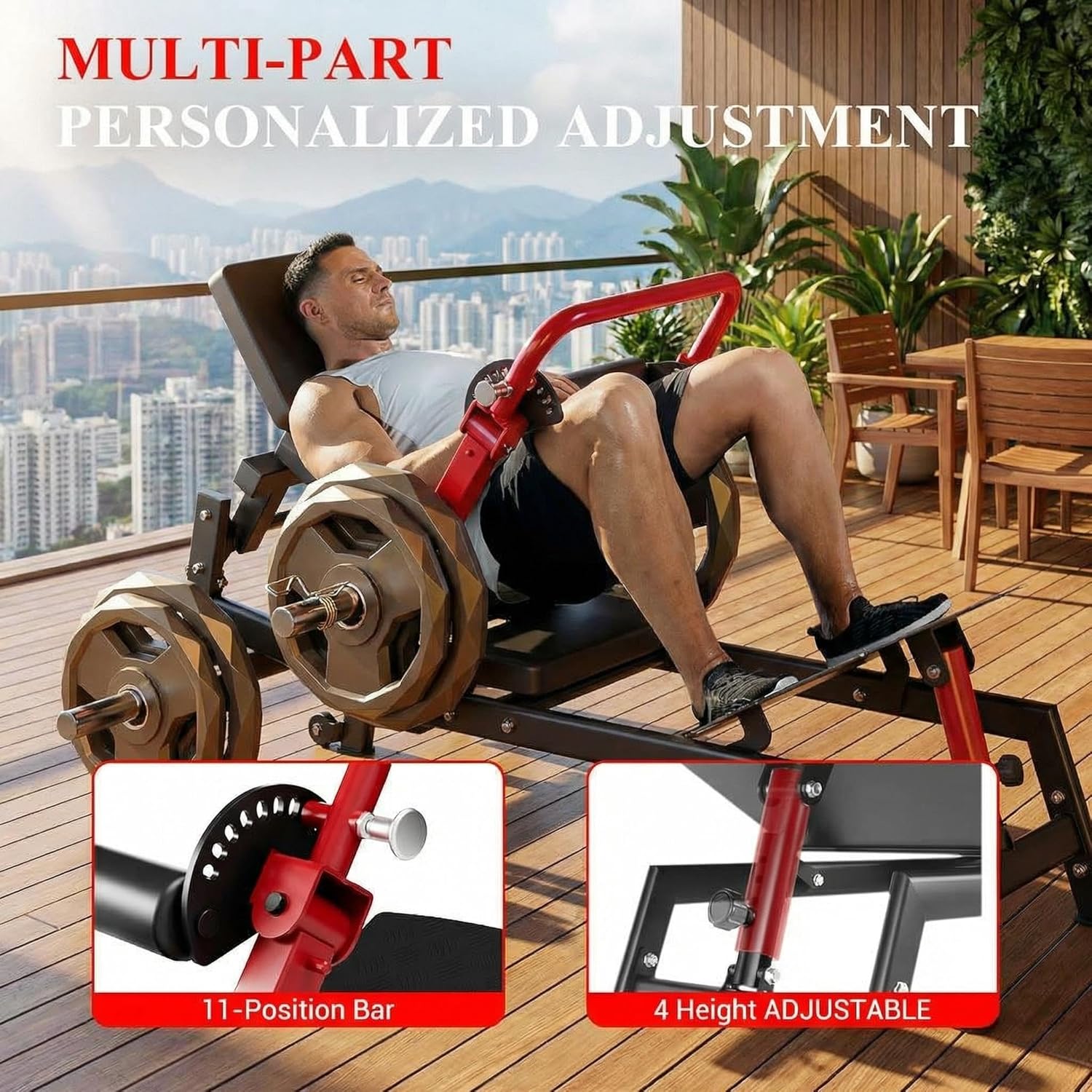 Heavy Duty Hip Thrust Machine for Home Gym – 900LBS Capacity, Plate-Loaded Glute Bridge Trainer – Adjustable Footboard, Non-Slip Padding, Weight Holder – Butt Exercise & Strength Training