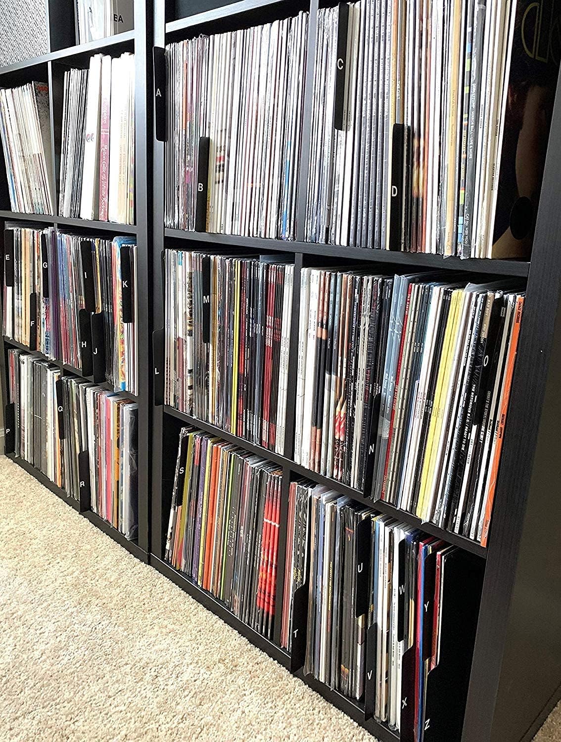 A to Z Record Dividers (DIY Kit Do it Yourself Kits) Vertical Tab Professional Black Index 12-inch 33 LPs Vinyl Album Organizers/Organization A-Z Alphabet Alphabetize Alphabetical Cards Show Shop