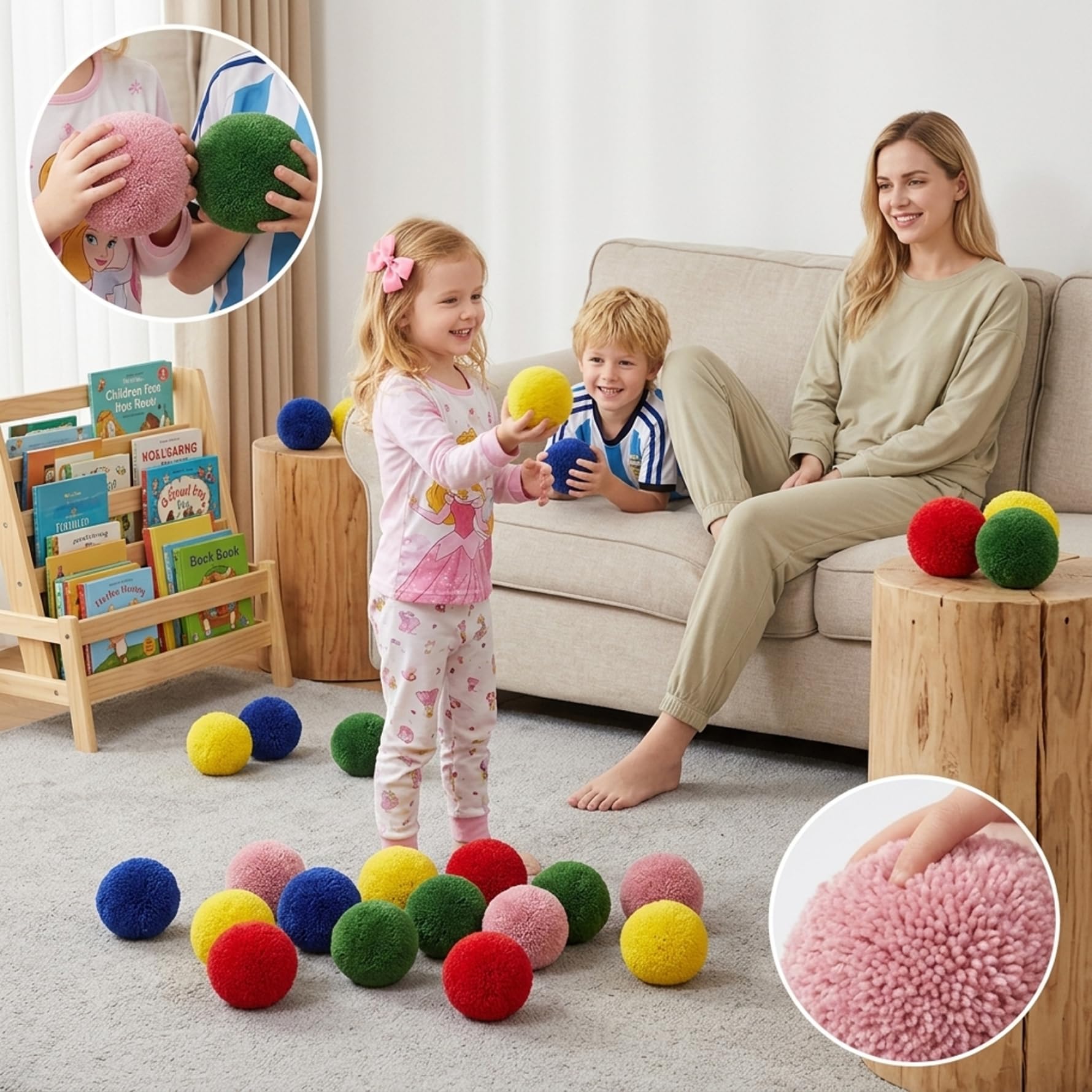 Confezione da 24 palline di filato, palline soffici e morbide da 10 cm per bambini e adulti, da gioco sicure per giochi all'aperto al coperto, pallamano, casuali morbide