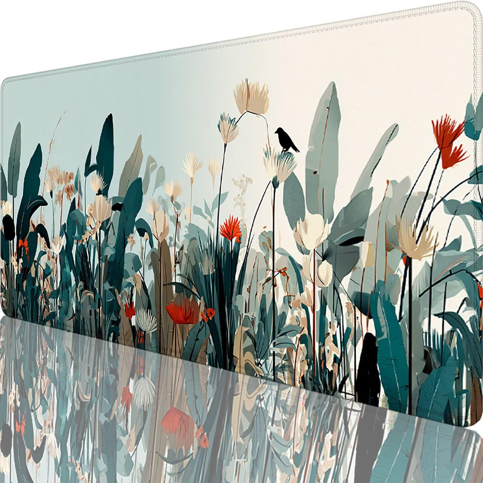 Szara podkładka pod mysz do gier 1200 x 600 x 3 mm duża podkładka pod mysz XXL, podkładka pod mysz kwiatowa szyte krawędzie, zmywalna, antypoślizgowa gumowa podstawa podkładka pod mysz do gier do