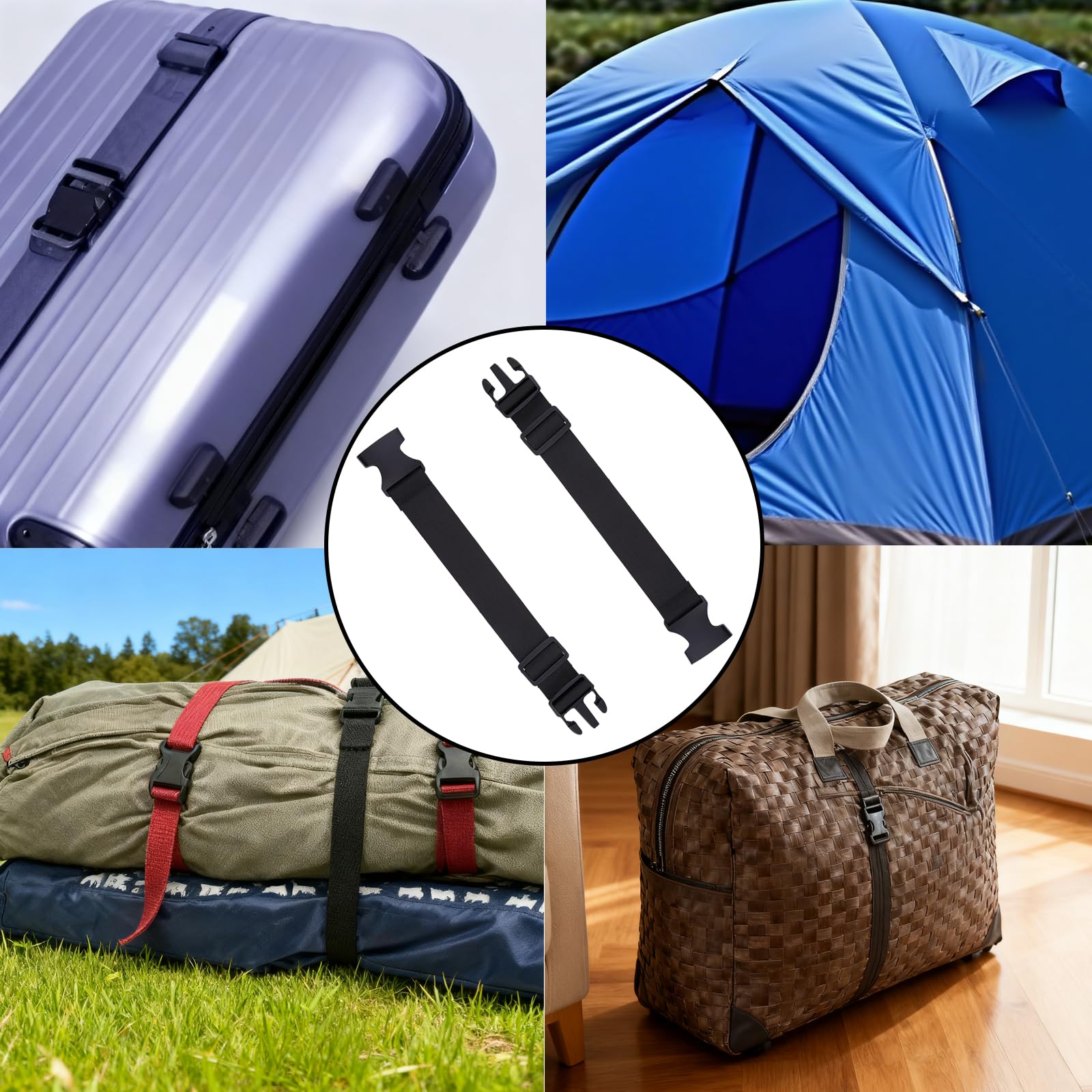 2 x torby z paskiem przedłużającym, regulowany czarny elastyczny nylon, regulowany pasek do plecaka, przedłużacz paska do nerki, do nerki, pleców, uniwersalny bagaż, czarny