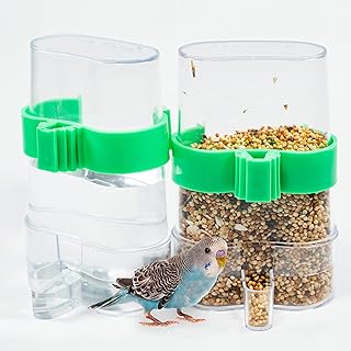 Parakeet Water Dispenser Bird Cage - No Mess Parrot Feeder Parakeet Food Parakeet Cage Accessories Automatic Feeding Waterer for Birds Parrot Finch Canaries (2Pcs) Clear