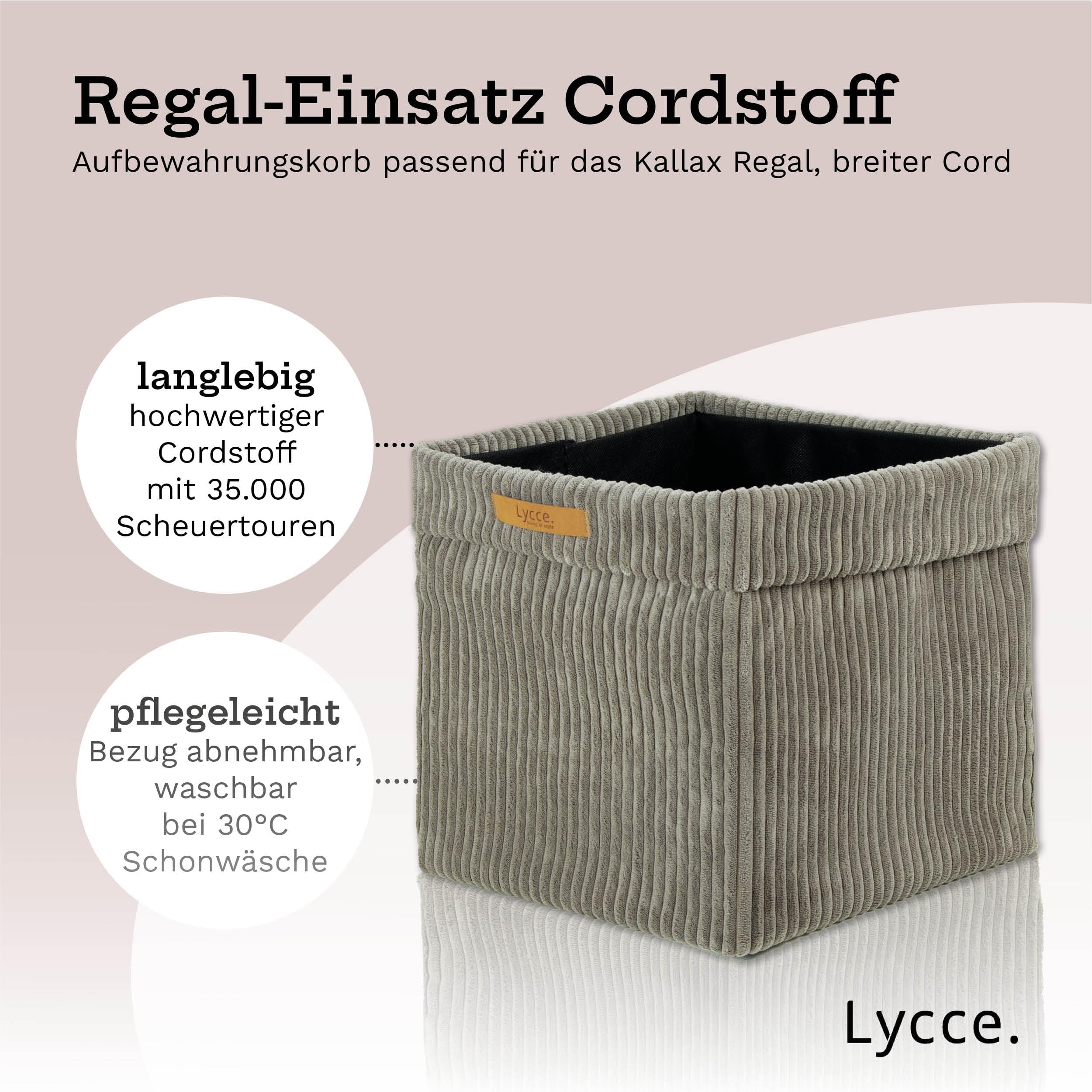 Lycce Kallax Box Cord, kosz do przechowywania na regał Kallax, składane pudełko 33 x 33 x wys. 31 cm (taupe, 3 sztuki w zestawie)