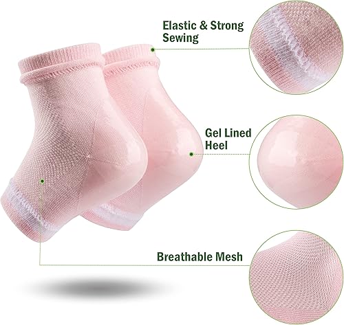 Miniatura 3 de 2 pares de calcetines de gel hidratante, tratamiento de talón seco para pies ásperos, reparación de pies agrietados, calcetines de aloe de spa para