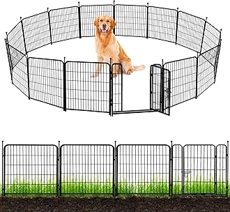 ADAVIN Garden Fence 32 in(H) x 35.4 ft(L) 16 Panels for Camping, Black Heavy Duty Iron Metal Animal Barrier Fence, Rabbit Fence for Yard, Indoor Dog Playpen, Temporary Flower Bed Fencing Border,Black