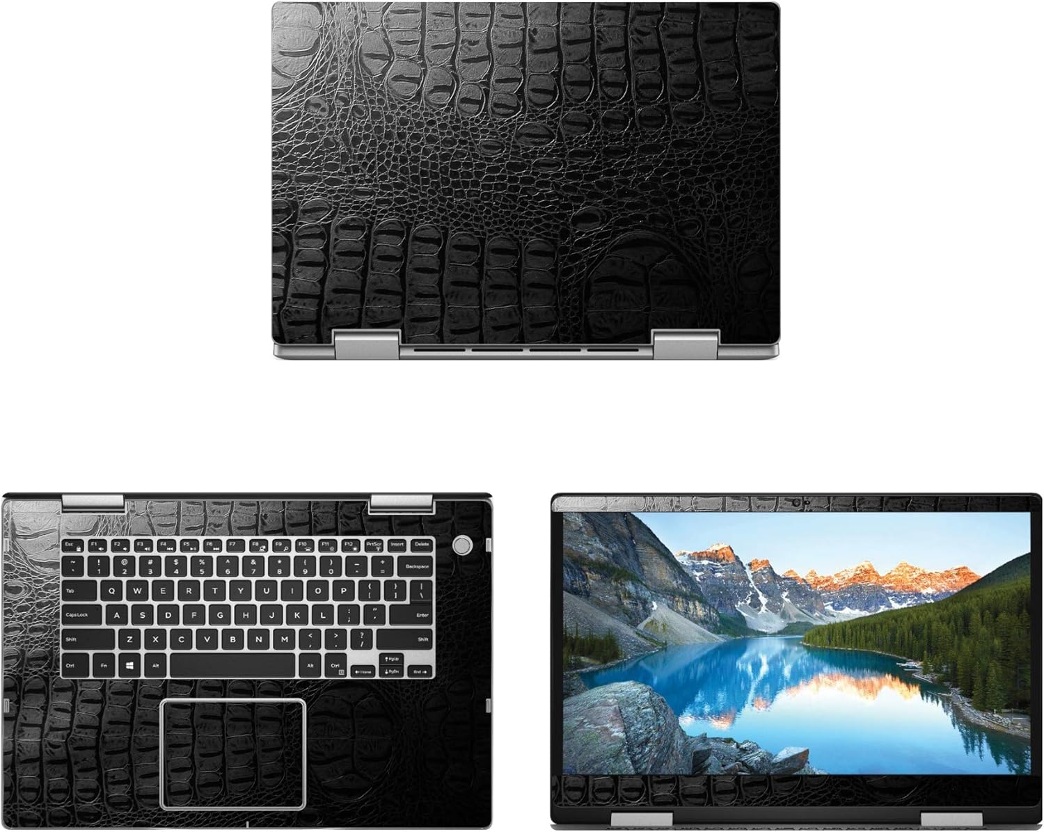 Decalrus - Protective Decal for Dell Inspiron 5591 2-in-1 (15.6" Screen) Laptop Crocodile Skin Pattern Texture Skin case Cover wrap CROdellInspiron2in1_5591Black