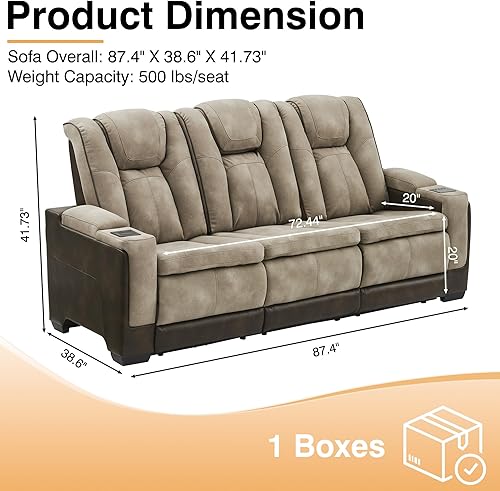 Miniatura 2 de THSUPER Sofá reclinable de cuero de microfibra eléctrica, asiento de cine en casa, con reposacabezas ajustable, luz de lectura, puerto USB,