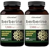 Berberine Supplement 1500mg with 1000mg Ceylon Cinnamon & 300mg Turmeric, 480 Veggie Capsules | 97% Pure Berberine HCL | Supports Balanced Sugar Levels & Heart Health | Vegan, Non-GMO