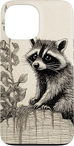 Funda minimalista con diseño de mapache para iPhone 13 Pro Max