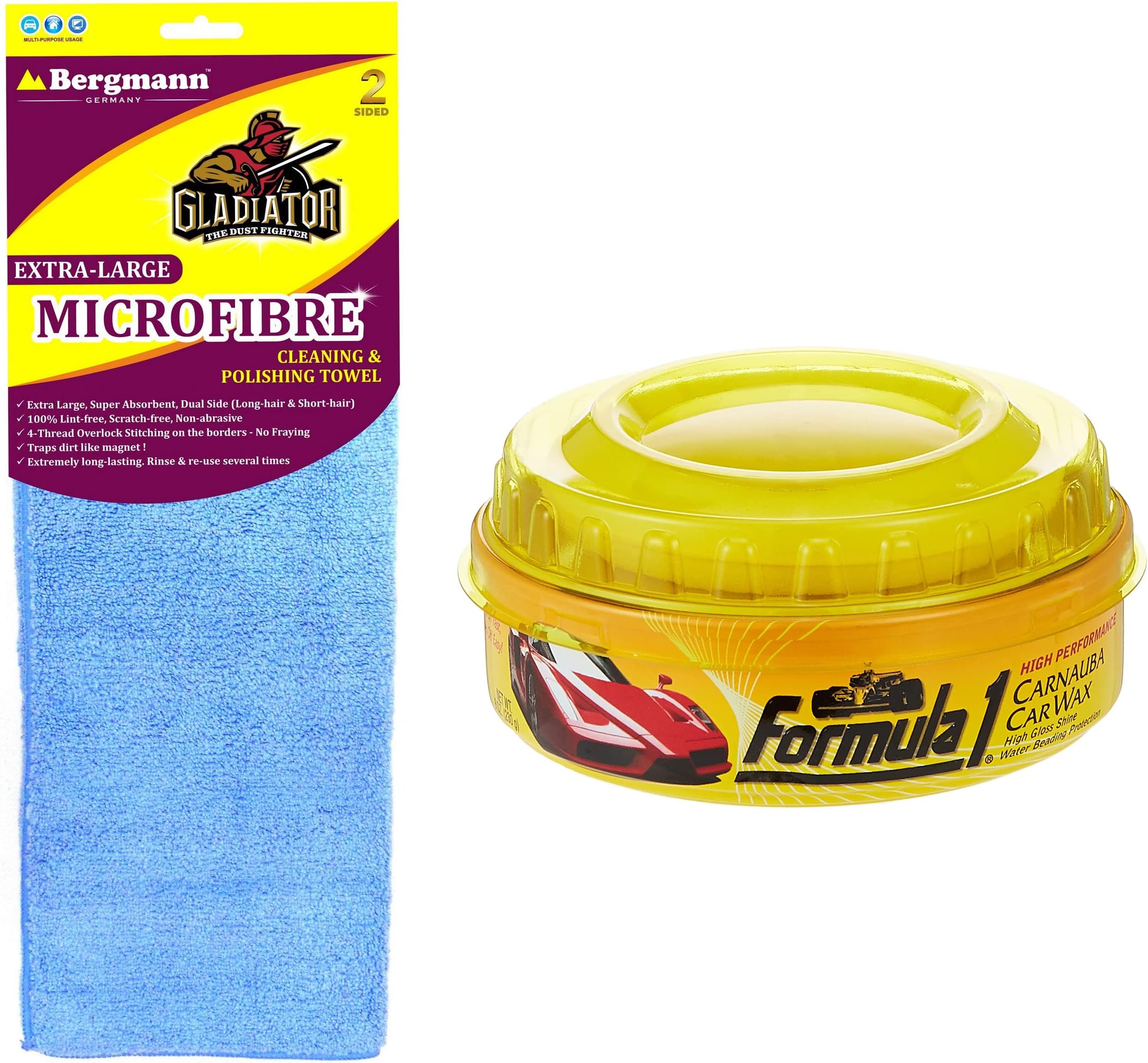 Formula 1 615026 Carnauba Paste Wax (230 g) & Bergmann Gladiator Extra-Large Microfibre
