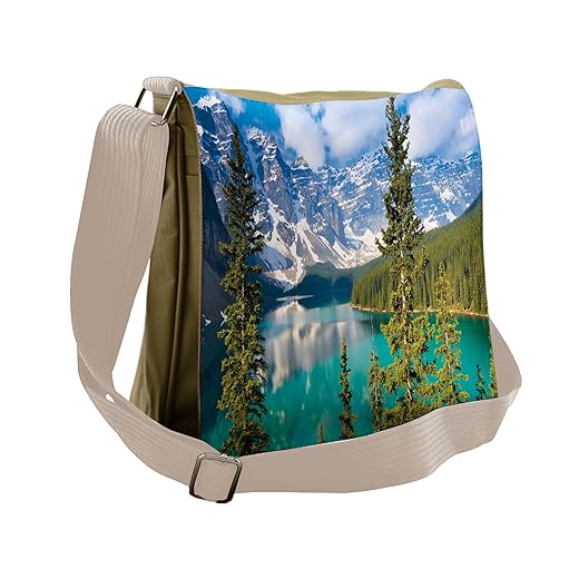 Lunarable Landscape Messenger Bag, Moraine Lake in Canada, Unisex Cross-body