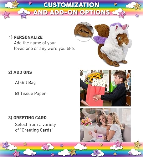 Miniatura 2 de DolliBu Juguete de peluche de unicornio de ardilla marrón, disfraz de ardilla súper suave con traje de unicornio de felpa extraíble, bonito regalo