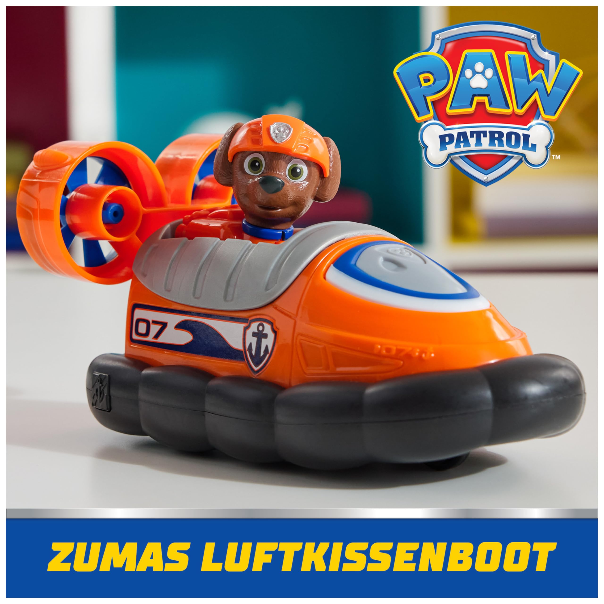 PAW PATROL - Zuma-Figur mit Luftkissen-Boot, stabiles Basis-Fahrzeug , authentisches Spielzeug zur Serie für Kinder ab 3 Jahren - 3