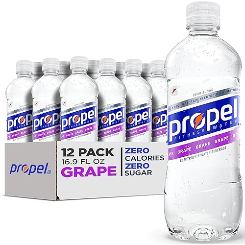 Propel Electrolyte Enhanced Water Sports Drink, Grape Flavored Water, Zero Calorie & Zero Sugar Hydration with Electrolytes and Vitamins C & E, 16.9 fl oz Bottles (12 Pack) - Grape - 16.9 Fl Oz (Pack of 12)