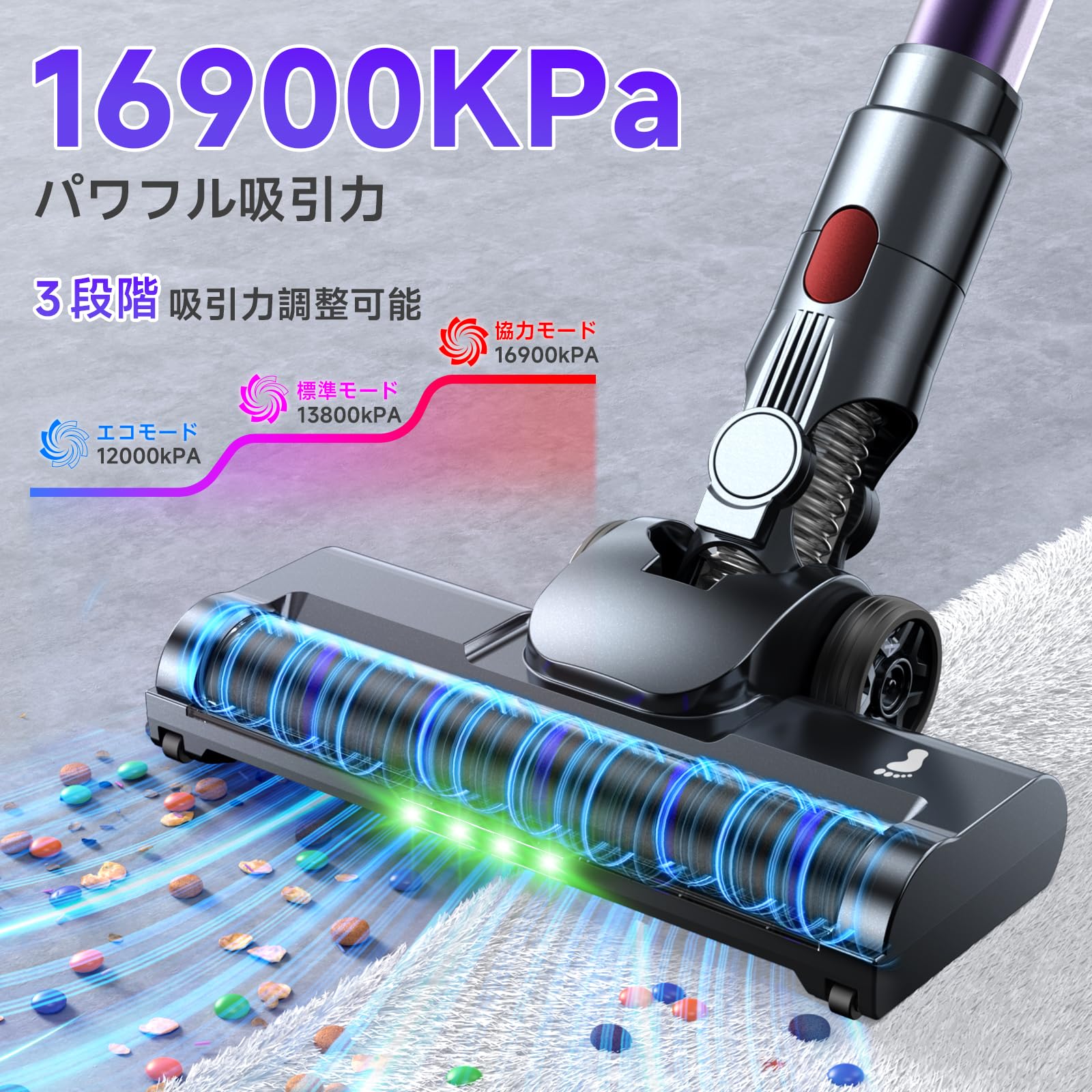 Amazon.co.jp: 掃除機 コードレス【37200KPa超強吸引&最軽量&70分連続
