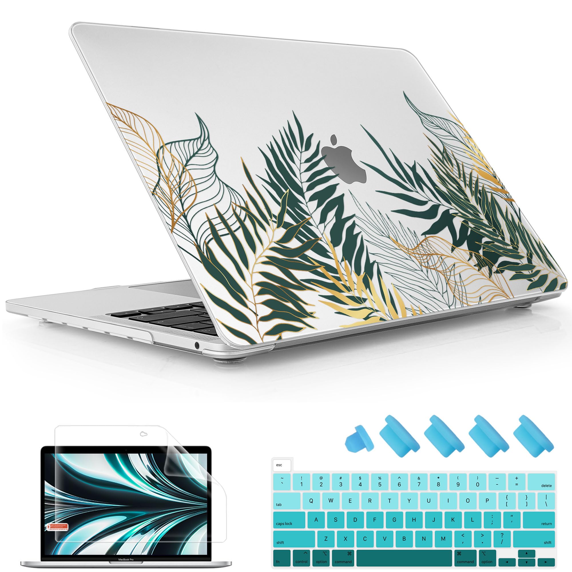 May Chen Compatible with MacBook Pro 13 inch 2020 2021 2022 Release M2 A2338 M1 A2251 A2289, Surface Plastic Hard Shell Cover Case with Keyboard cvoer and Screen Protector,Engraved Floral