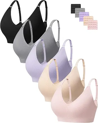  Bras for Women Comfort Wireless Deep-V Bralettes T Shirt Bras Tank