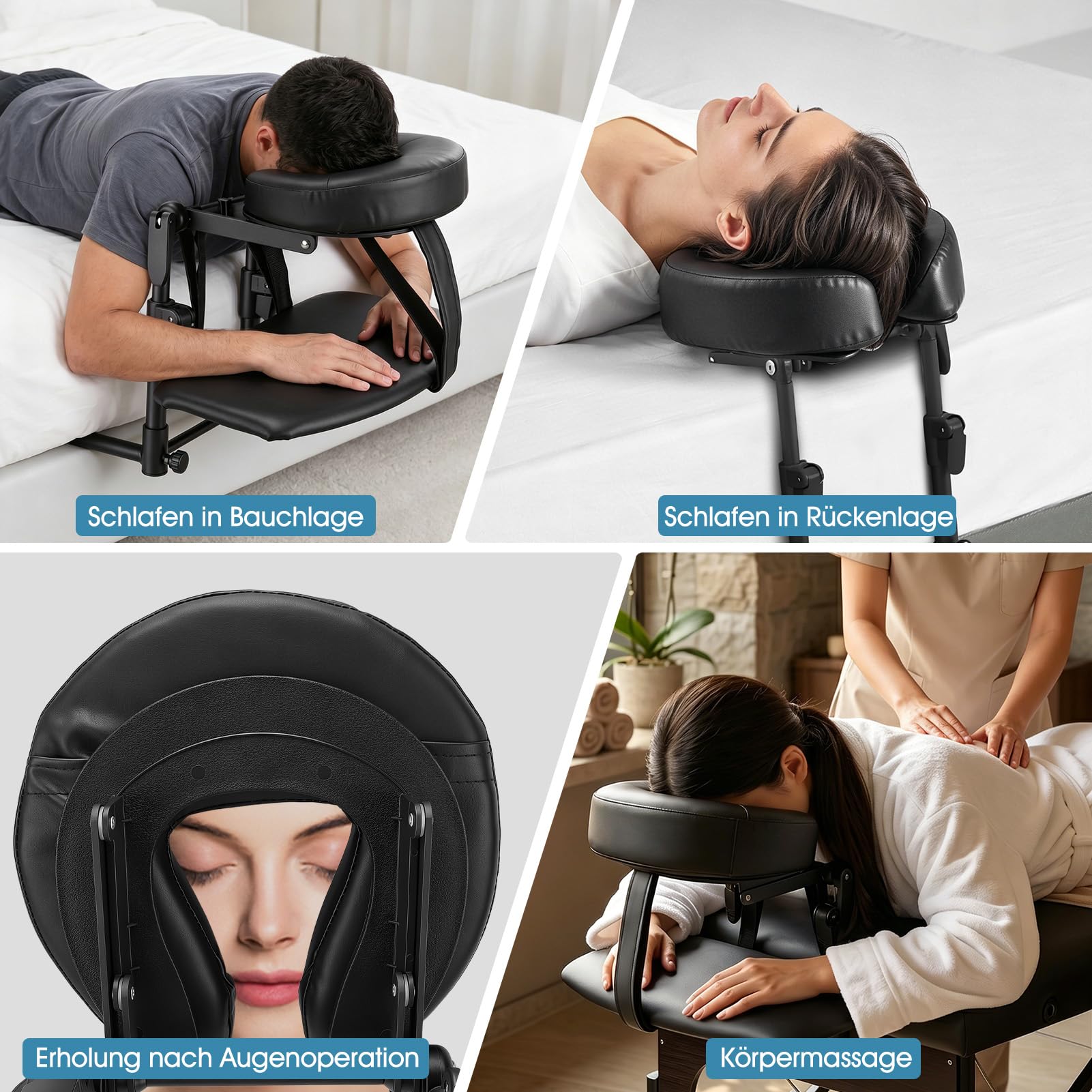VINGVO Massage Kopfstütze Für Bett,Verstellbares Kopfstütze Massage Bett Mit Armlehne,Betts Massages Kopfteil U-Förmiges Kissen Für Schönheitsbett Universal Für Salon Spa Zuhause