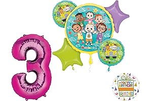 Official Anagram Cocomelon Party Balloons for Girls' 3rd Birthday