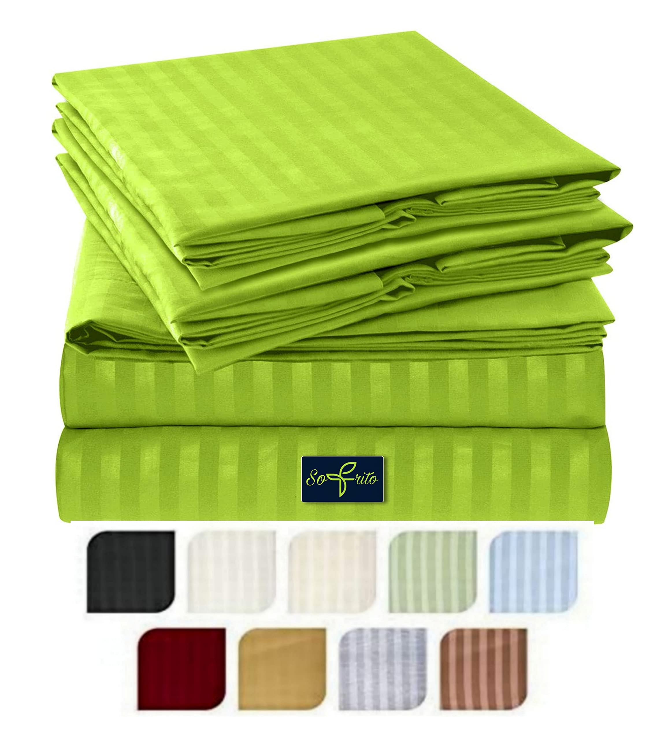 Sofrito Bedsheet Double (90x100 - inches) Plain Solid Striped 300 TC Cotton Feel Microfiber with 2 Pillow Covers - Parrot Green || for Home, Hotel, Villa, Resort and Guest House || (B09751NHR2) Amazon Price History, Amazon Price Tracker