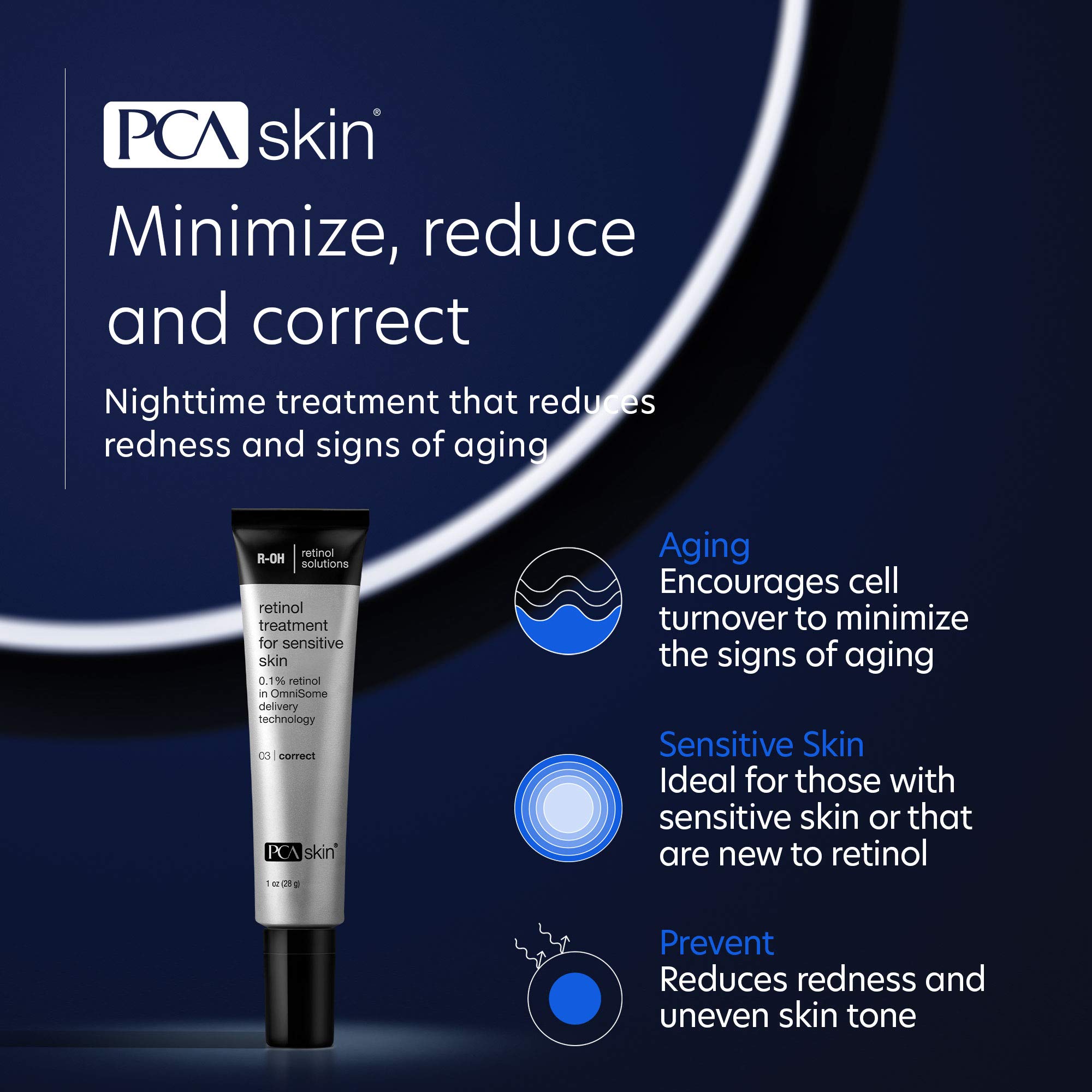 PCA SKIN Retinol Treatment for Sensitive Skin - Anti Aging Face Serum to Gently Reduce Redness & Minimize Fine Lines & Wrinkles - Contains Vitamin A & Hydrating Niacinamide (1 oz)