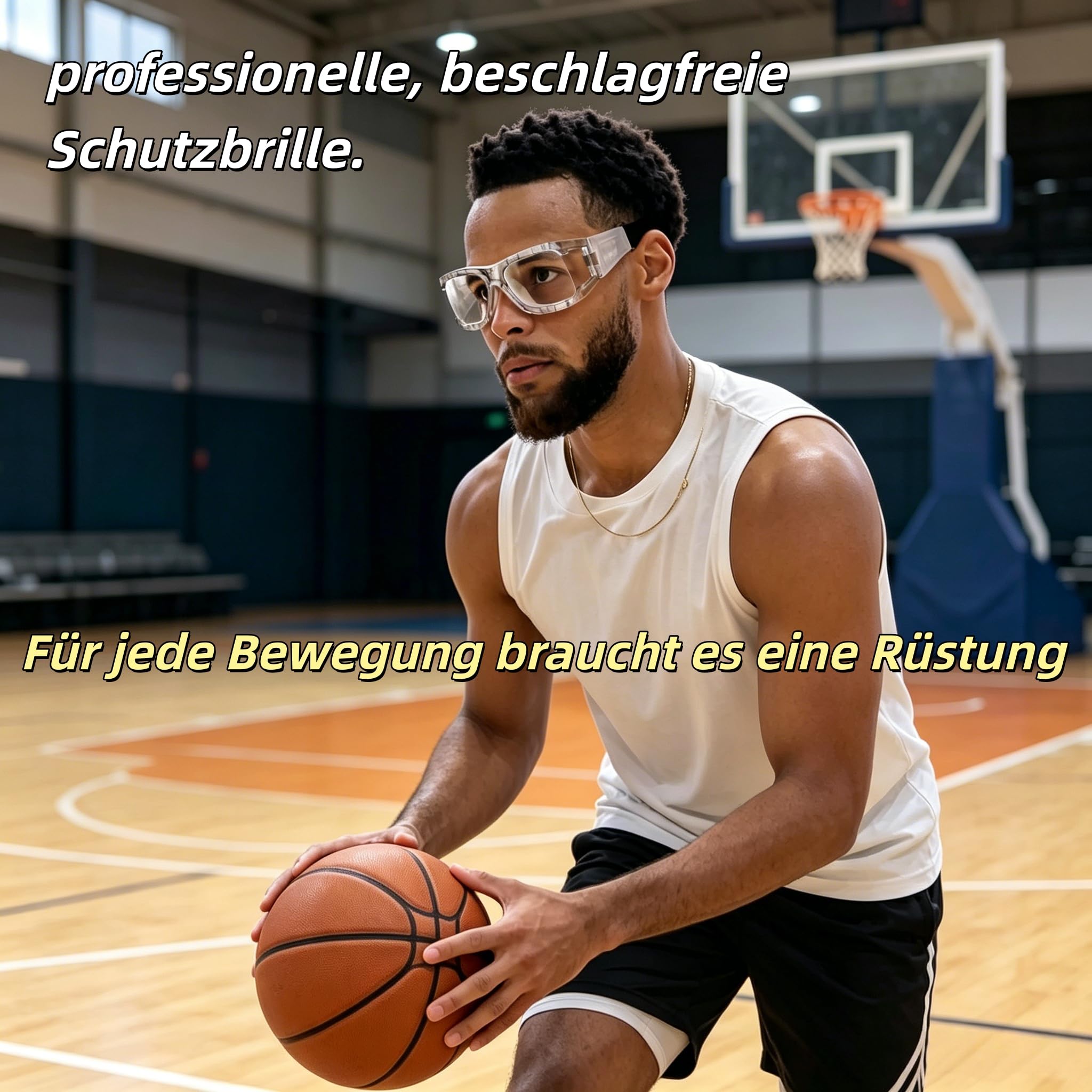 Sportbrille – Stoßfeste Schutzbrille mit verstellbarem Kopfband für Basketball, Fußball & Outdoor. Klare Sicht, sicherer Halt