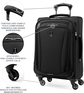 Travelpro Runway 3 piece Luggage Set, Carry on UnderSeat Luggage Soft Tote, Carry-on & Convertible Medium to Large 28-Inch Check-in Expandable Luggage, 4 Spinner Wheels, Softside Suitcase, Black