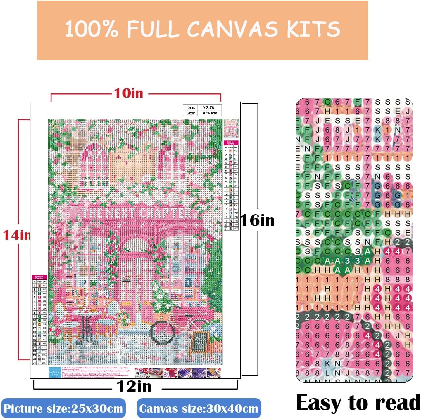 Eterkosu Pink Shop Diamond Art Painting Kits for Adults - DIY City Scenery 5D Paint with Diamonds Gem Art Painting Kits DIY Round Full Drill Diamond Dots Paintings Adult Crafts