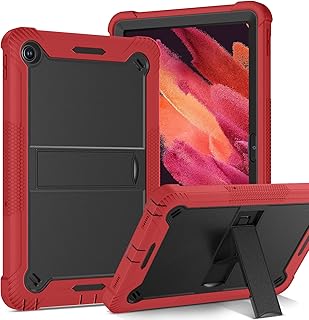 DUEDUE Case for Lenovo Tab M10 Plus 10.6"(3rd Gen) 2022-Heavy Duty Kickstand Hard PC Cover Full Body Protective Shockproof Case for Lenovo Tab M10 Plus 10.6 Inch-TB125FU/TB128FU/TB128XU, Black/Red