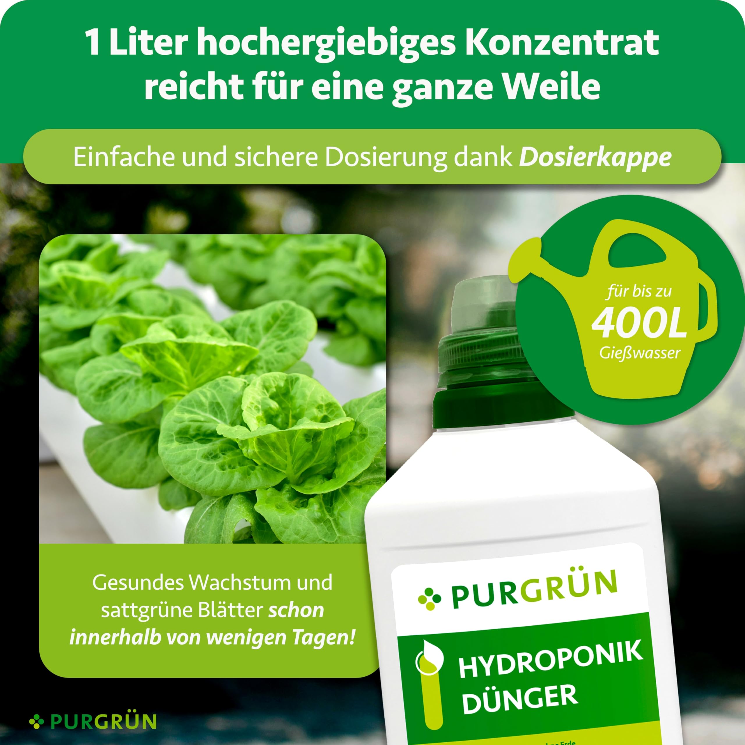 Hydroponik-Dünger 1 Liter – Schnell wirksame mineralische Rezeptur – Premium-Flüssigdünger mit Spurennährstoffen – NPK 7+3+6 – Stärkt die Widerstandskraft – Für gesundes Wachstum