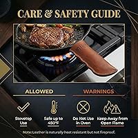 Vista 6 de Orgullosamente fabricado en Georgia con cuero de grano completo - Funda de mango de hierro fundido de cuero, juego de 2 - Funda de mango de hierro