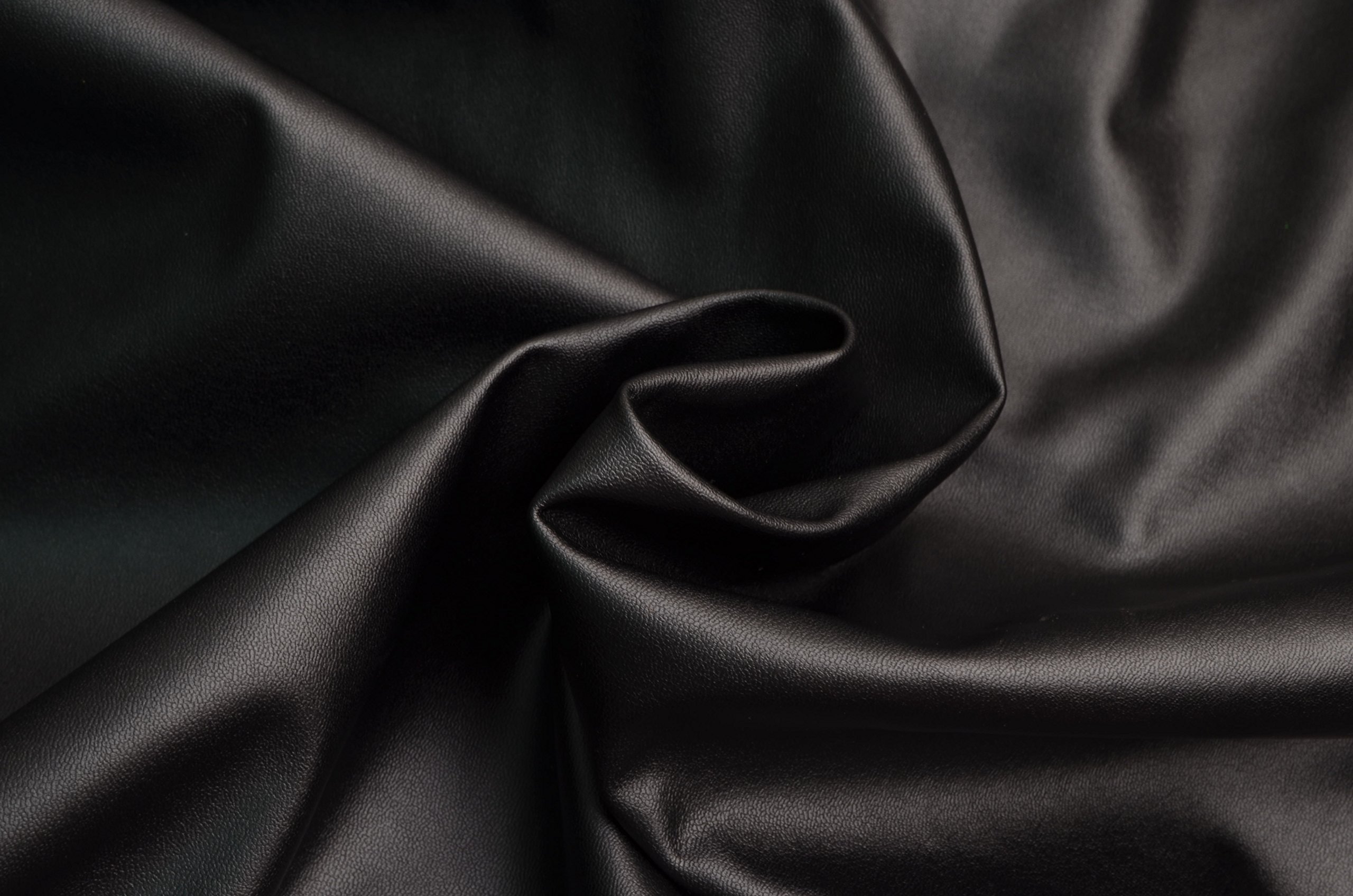Wento 2 Yard Black PU Leather Fabric for Stage Costumes Dancewear,Stretch Super Soft Black Fabric for Pants W54'' x L72''