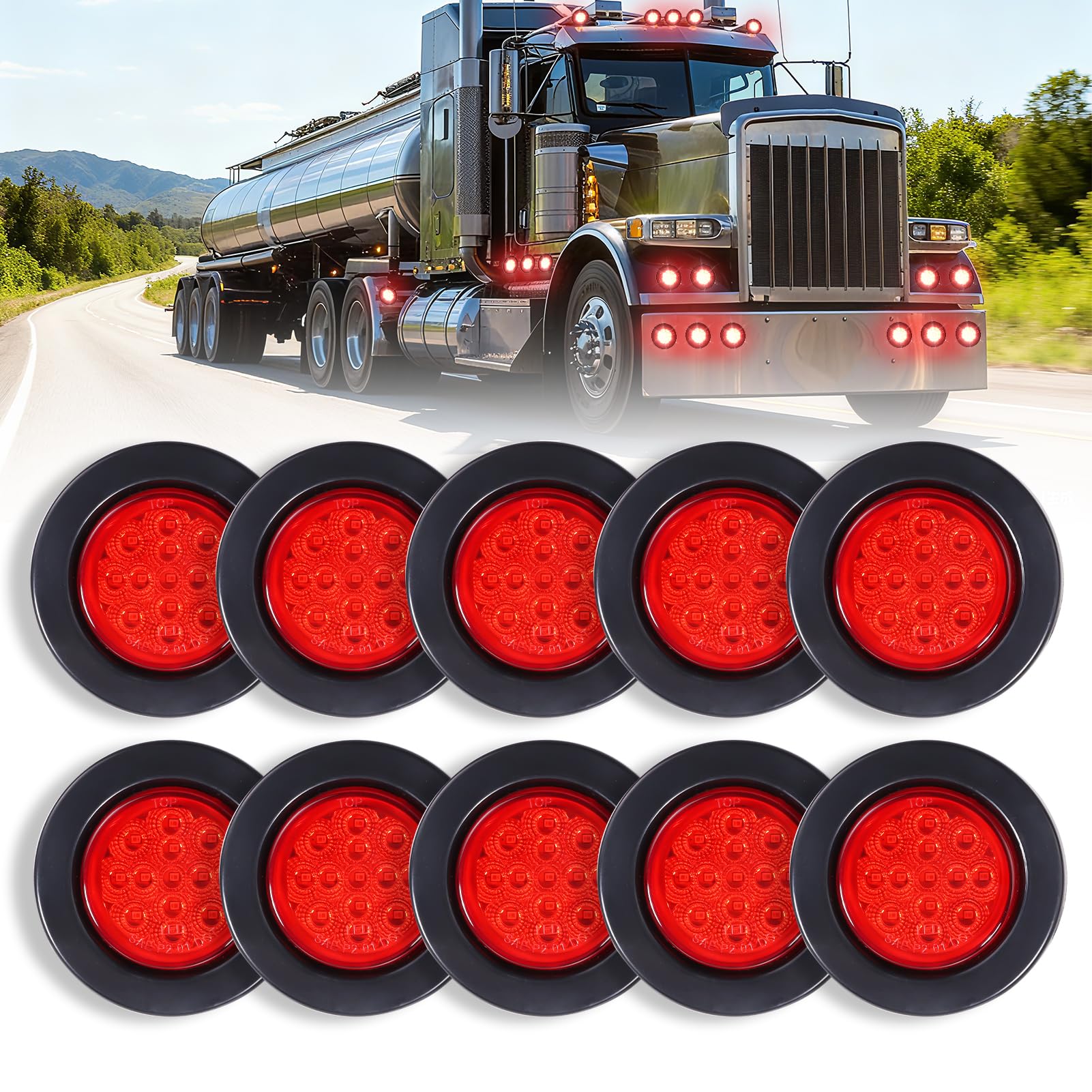 2.5 Inch 13 LED Side Marker Lights (Amber Len Amber Color)
