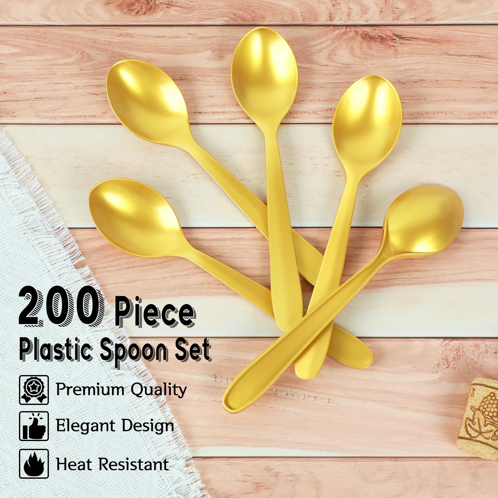 Amazon.co.jp: Zonbaizey ゴールドプラスチックスプーン 200本