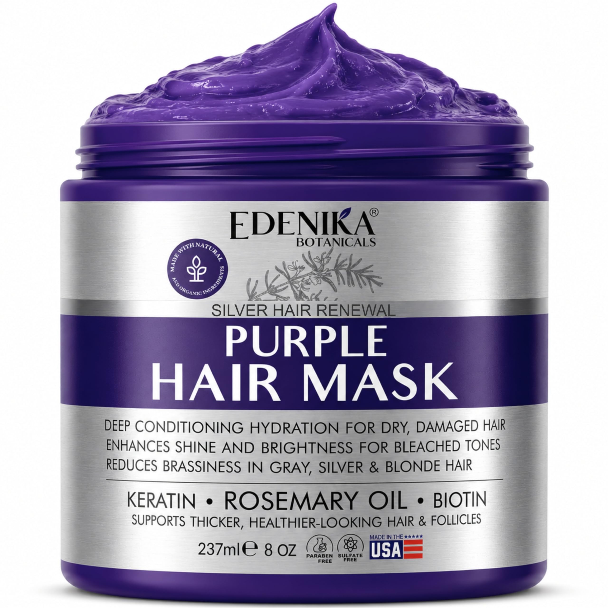 Rosemary Purple Hair Mask Deep Conditioner for Blonde, Gray & Silver Hair