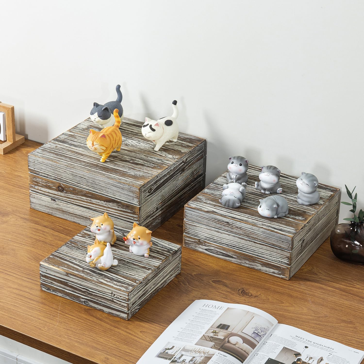 Ensemble De 3 Pièces Présentoir En Bois, Support à Gâteau En Bois, Base En Bois Pour Présentation, Convient Pour La Décoration De Cuisine De Salle De Ison De Noël De Ferme Et