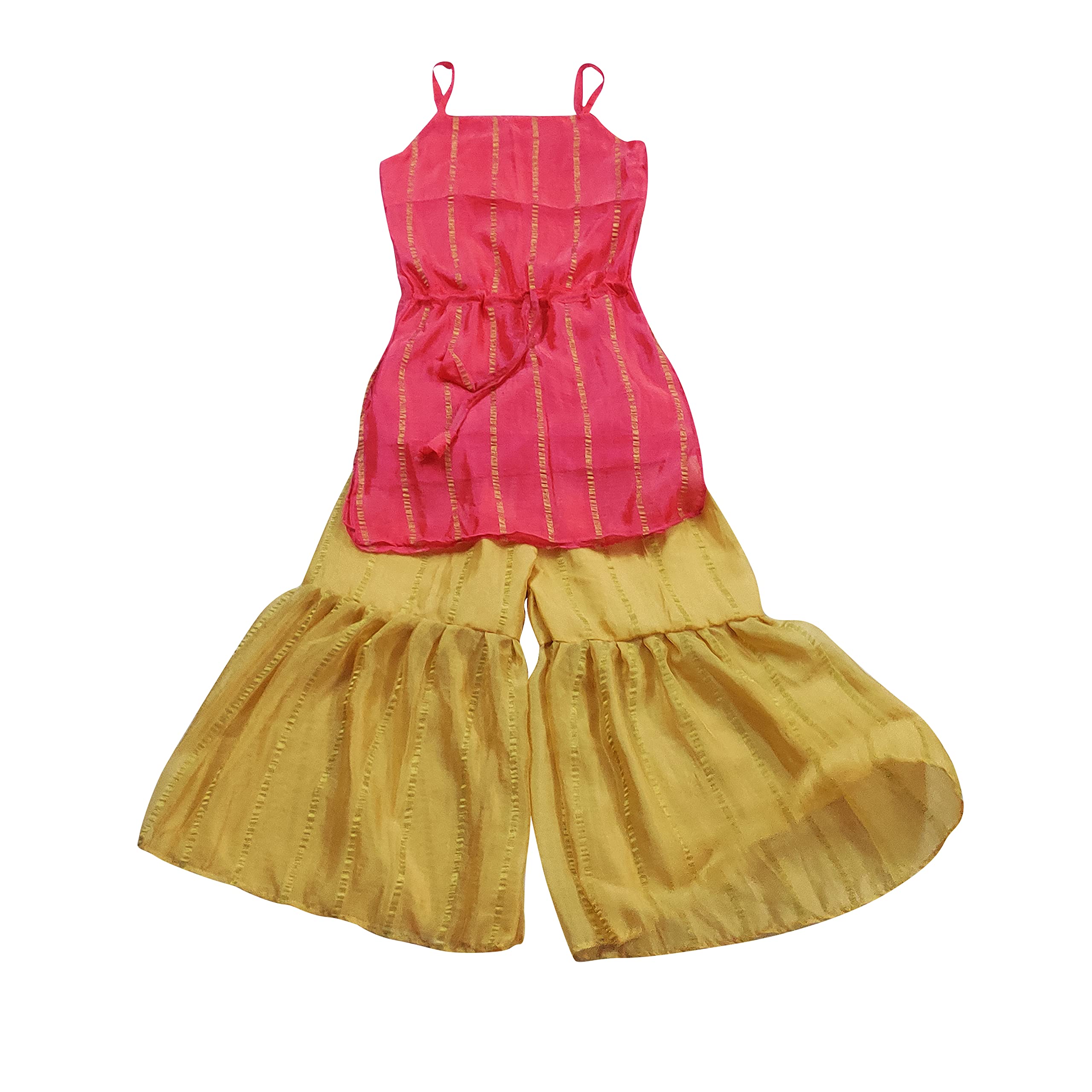 TINSIE Baby Girl Pure Viscose Top Kurta Sharara Set Party Wear (2-3 Years, pink) 2