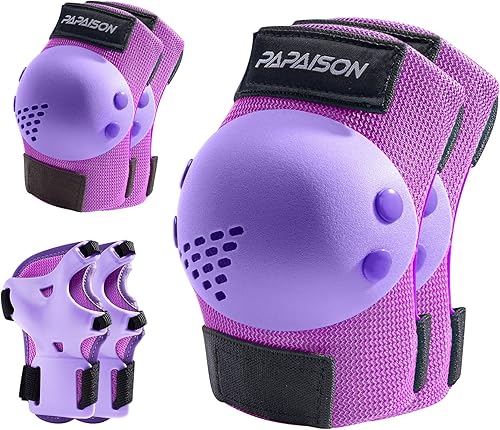 PAPAISON Rodilleras para niñosjóvenes, coderas y muñequeras para patinaje en línea, ciclismo, monopatín, scooter, juego de equipo de protección 3 en