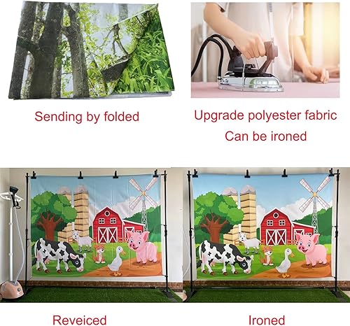 Miniatura 4 de Telón de fondo de tela de 8 x 6 pies, diseño de granjero rojo de dibujos animados, fondo de fotografía para niños, niñas, sesiones de fotos, baby