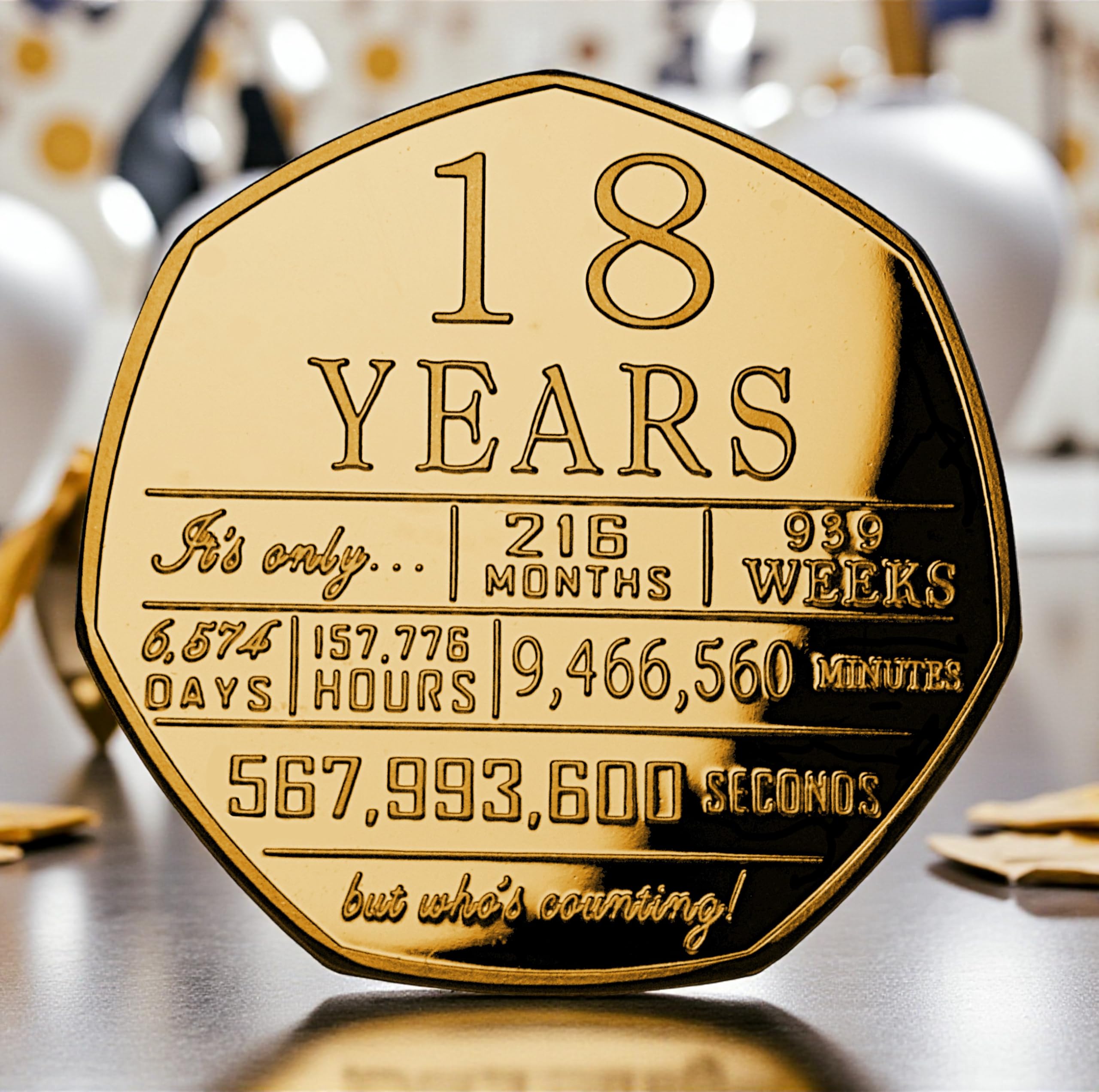 The Commemorative Coin Company 18th Birthday 24ct Gold Commemorative. Congratulations/Party/Celebration/Ideas Celebrating 18 Years. Gift/Present.