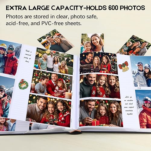 Miniatura 9 de Álbum de fotos de 4 x 6 pulgadas, 450 fotos con espacio de escritura, álbum de fotos de 4 x 6 pulgadas, cubierta de lino con ventana frontal, álbum