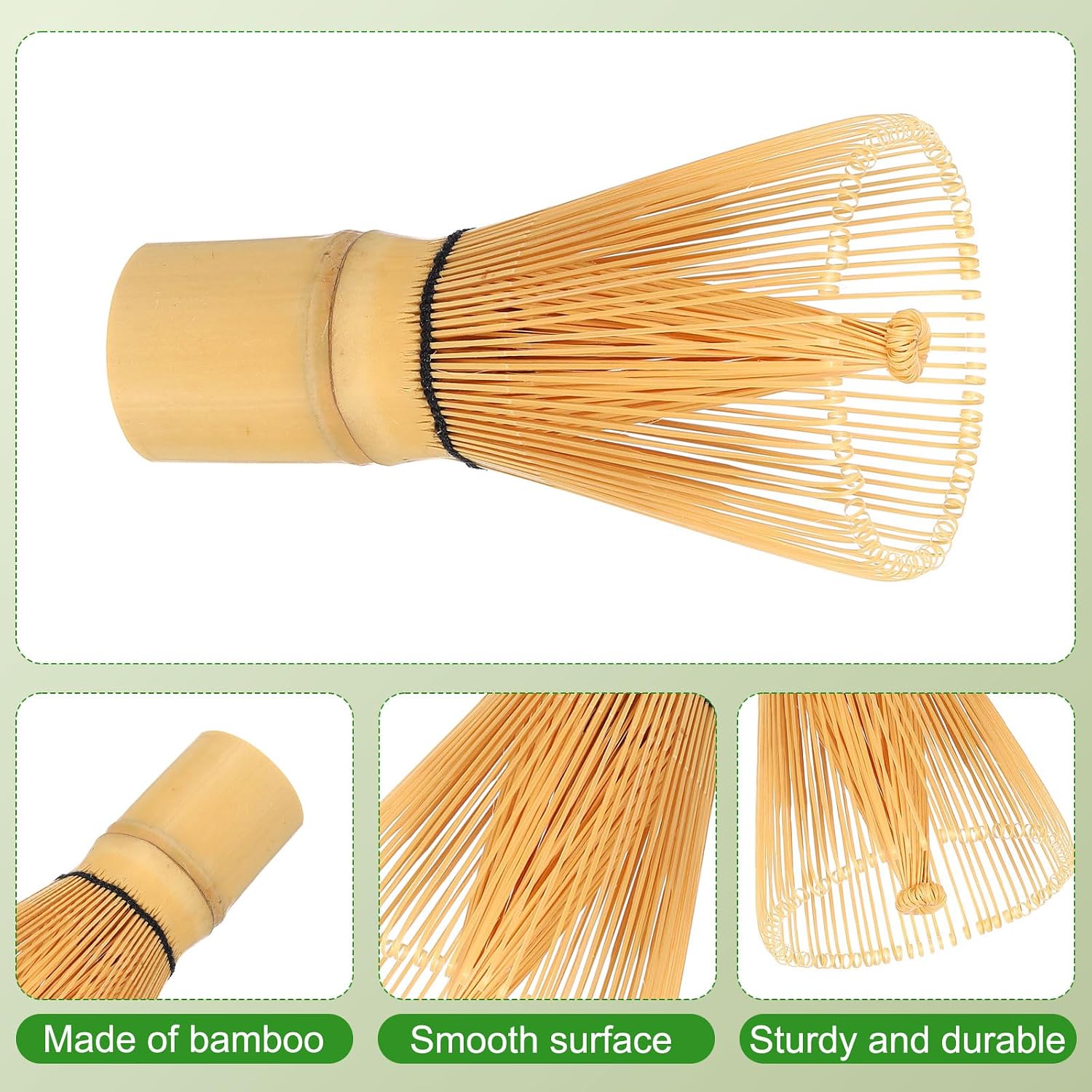 HARFINGTON Matcha Green Tea Whisk 100 Prongs Japanese Bamboo Whisk Chasen Preparing Matcha Powder Brush Tool Tea Traditional Scoop, Yellow