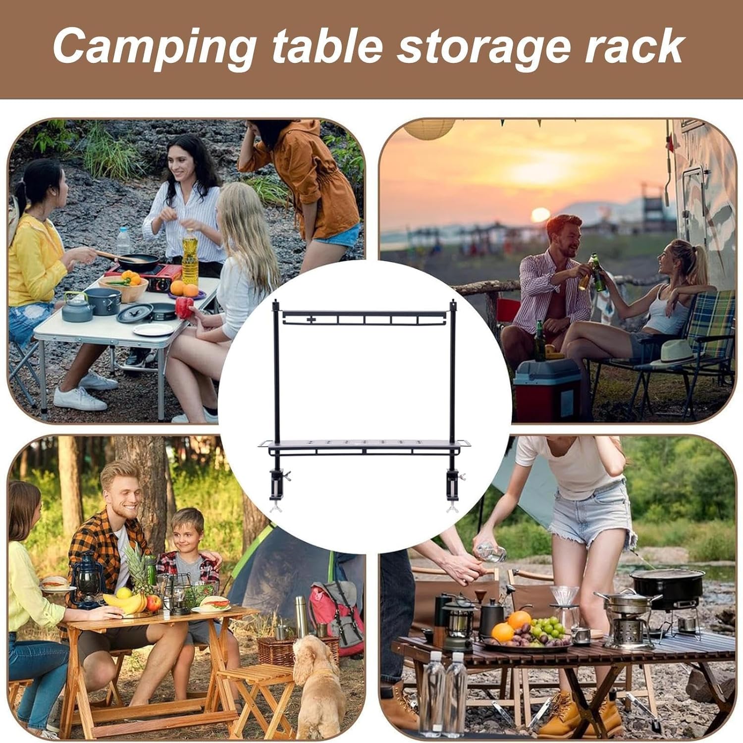 Storage Rack Camping Table - 600g Foldable Desktop Shelf, Lightweight Lantern Stand, Compact Outdoor Table Organizer | durabless Metal Frame For Lanterns Cooking Supplies Gear Organization