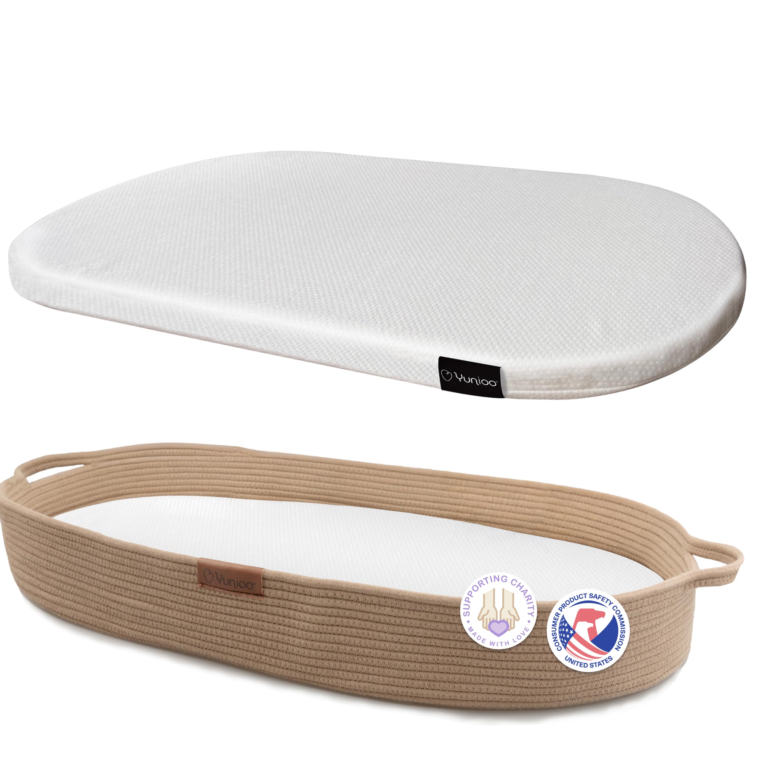 Yunioo Baby Changing Basket with Soft, Portable Changing Mat for Dresser & Changing Table, Baby Essentials for Newborn