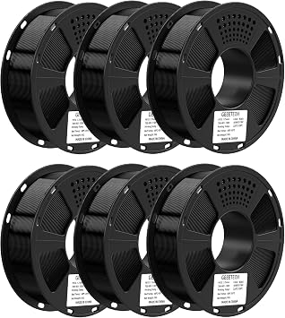 Geeetech PETG Filament 1.75mm 6 Packs, 6 KG 13.2 LBS, Upgraded High-Toughness 3D Printer Filament, 0.02mm Accuracy, Neatly Wound Durable, Non-Clogging &Non-Stringing, Fits Most FDM Printers, Black
